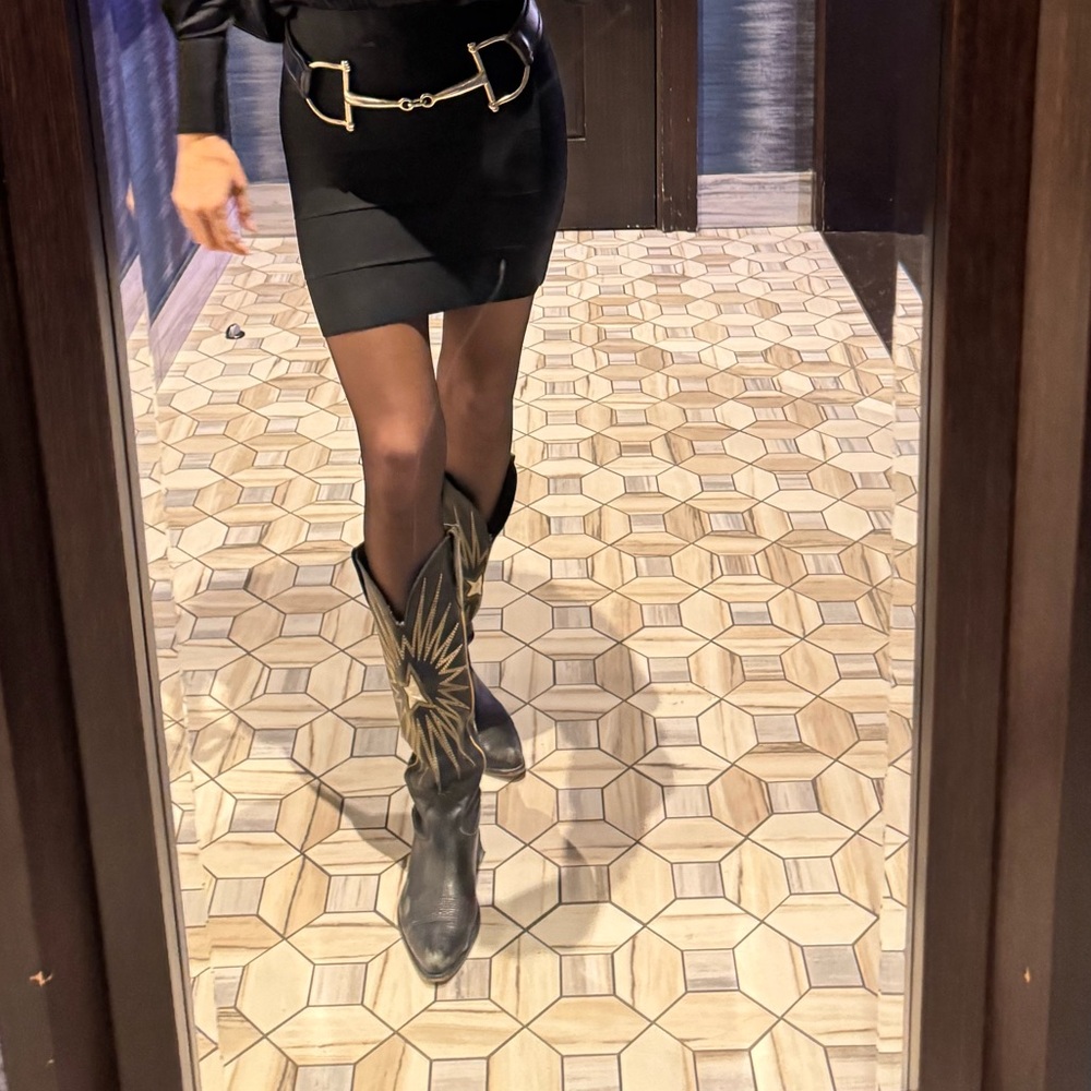 GOLDEN GOOSE Cowboy boots black gold 9.5 - Picture 8 of 9
